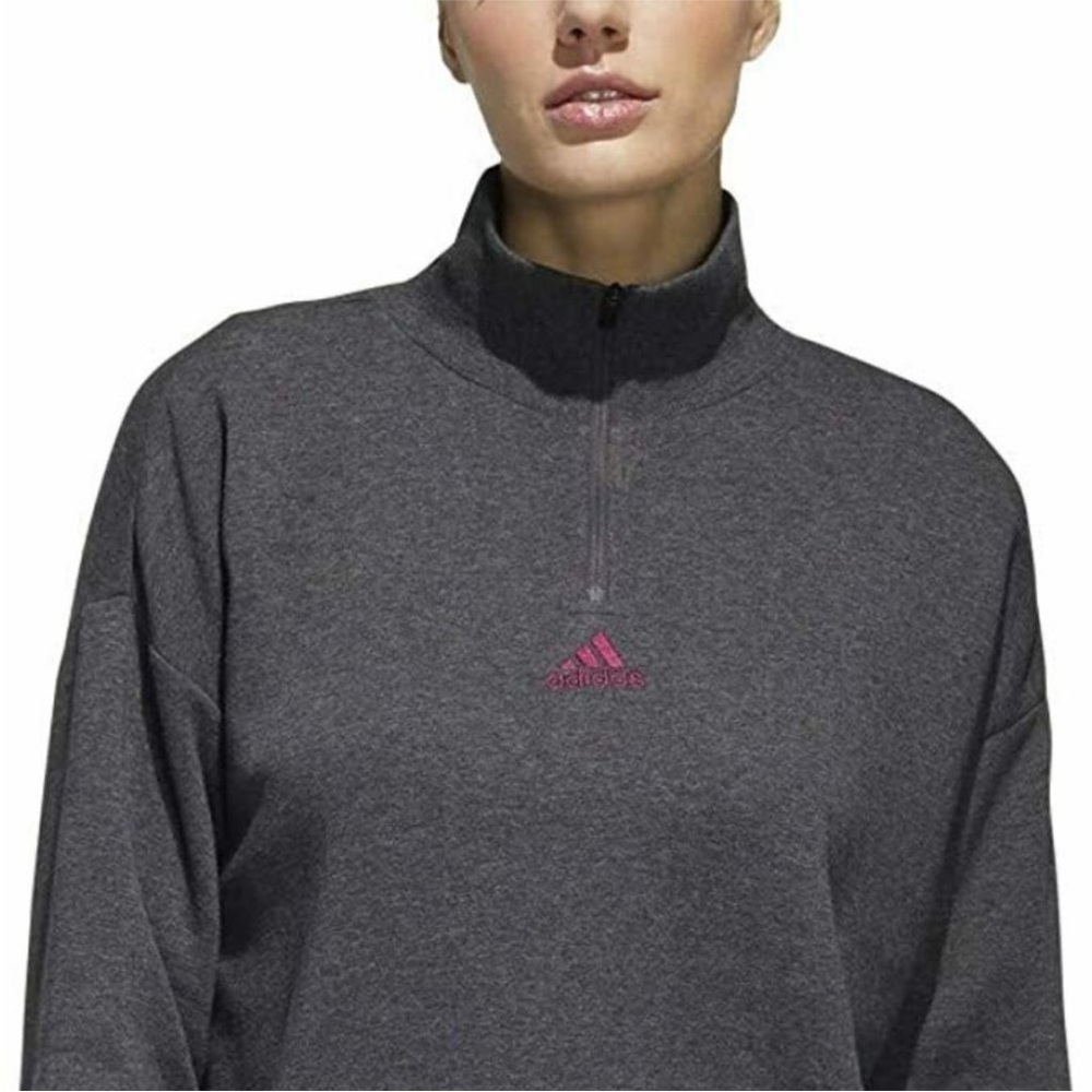 Adidas Women's Charcoal Quarter-Zip Long Sweatshirt